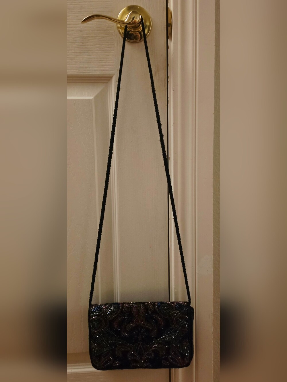 Stunning Vintage Black Beaded Multicolor Embroidered Evening Clutch - Picture 3 of 10